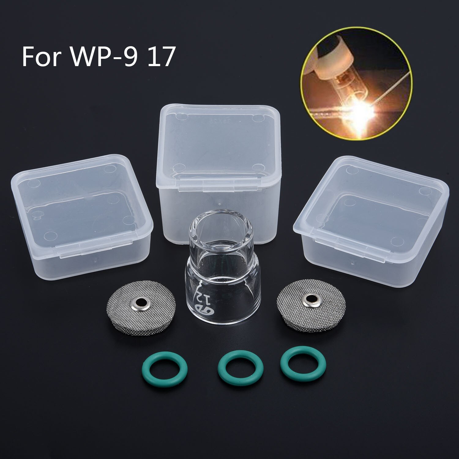 6x #12 Fupa vidrio Pyrex taza TIG soldadura-herramienta piezas para WP-17 WP-9 18 26 lente de Gas