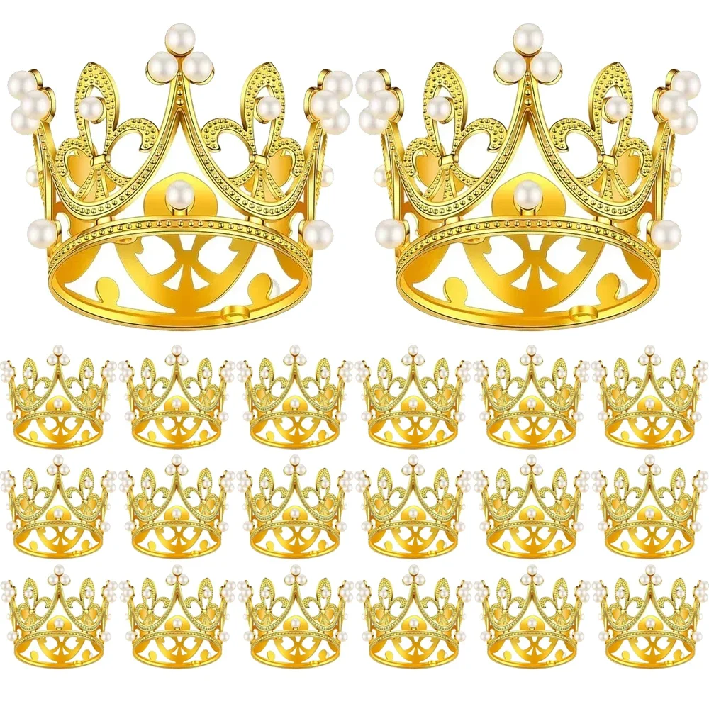 20/1 stk mini perlekrone kakedekorasjon gull sølv cupcake topper til blomsteroppsatser babyshower bryllupsfest dekorasjon: S / Klar