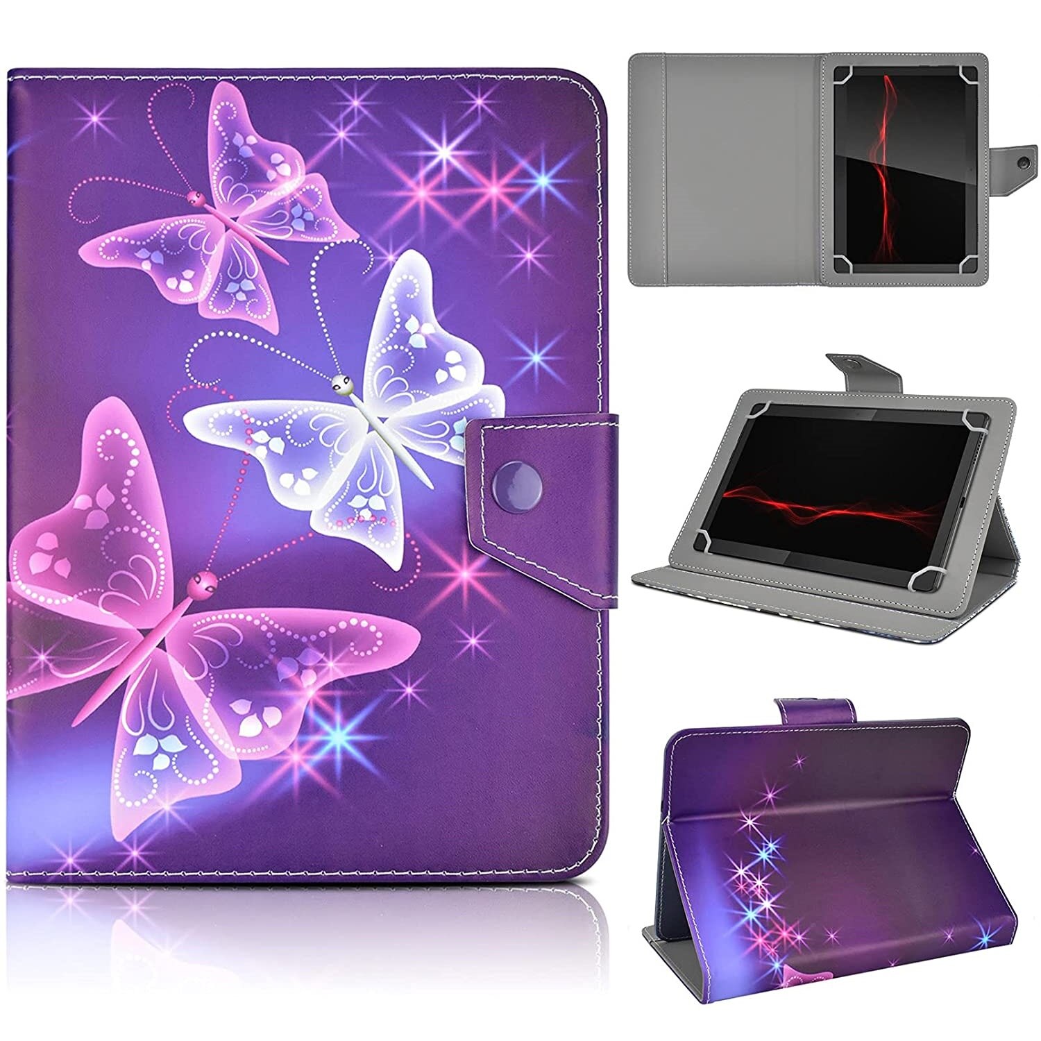 Universal Case for 9.5&quot;-10.5&quot; Tablet Folio Cover Case for All Fire HD 10 iPad 9.7 and More 9.6&quot;9.7&quot;10.1&#39;&#39;10.5&quot;Android iOS Tablet: Three Butterfly