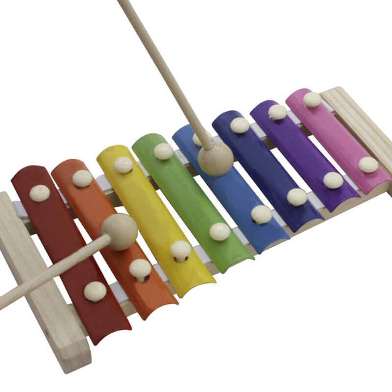 8 Tones Wooden Brain Game Musical Toys Xylophone Rainbow Color Hand Knock Mini Piano Xylophone Musical Instrument