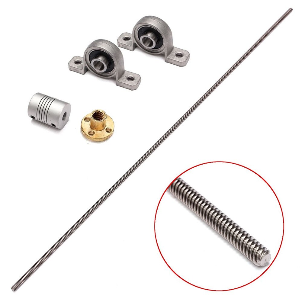 3D Printer T8 Trapezoidal Lead Screw Rod W/ Nut Coupling Shaft Bearing Mount Set