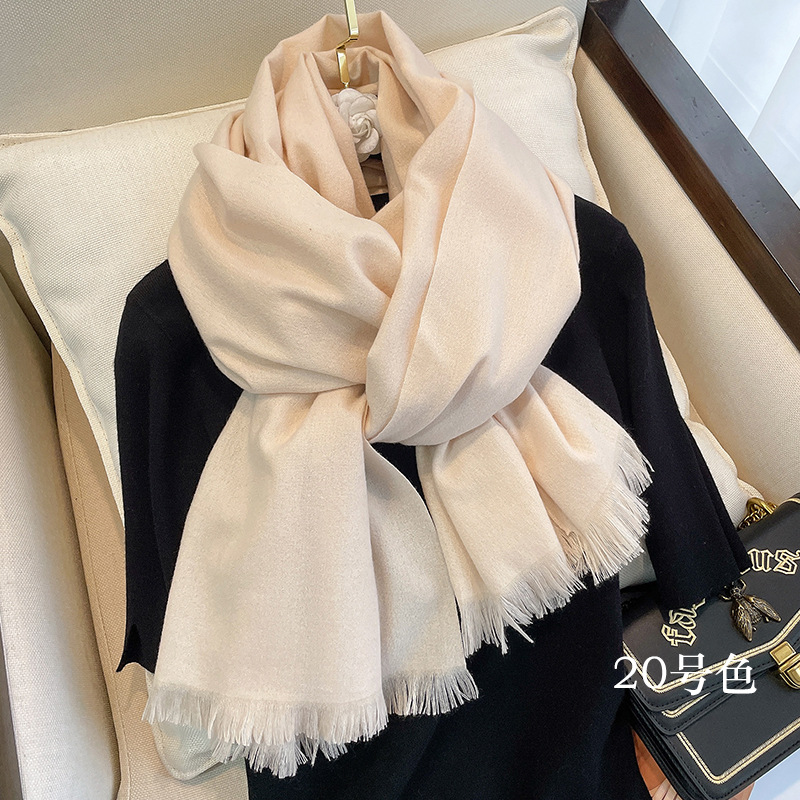 Bufanda de Cachemira Lisa cálida para invierno de 17 colores para mujer, chal Pashmina grande de 70x200cm, Bufanda, bufandas femeninas, Hijab: Verde