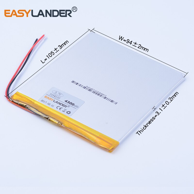 4300 mah tablet pc battery Lithium Polymer Li-Po li ion Rechargeable Batteries cells 3194105 3.7v FOR CHUWEI VI8 onda v820 v80