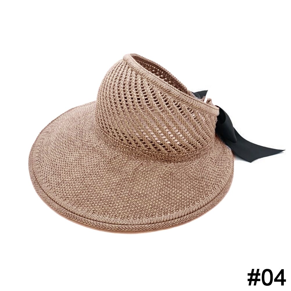 Summer Female Sun Hats Big Brim Classic Bowknot Foldable Straw Hat Casual Outdoor Beach Cap For Women UV Protected Hat: Camel