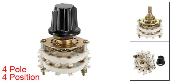 UXCELL 1/2/3/4 pôles 3/4/5/8 Position 1/2 canal de bande de pont sélecteur de commutateur rotatif avec bouton utilisé sur la Machine industrielle Radio TV: 4P4T