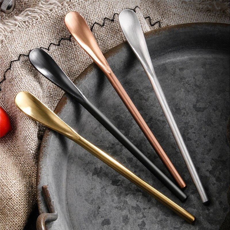 Long Handle Honey Spoon Stainless Steel Stirring Spoon Small Spoon Dessert Spoons Coffee Cocktail Spoons Kitchen Tools