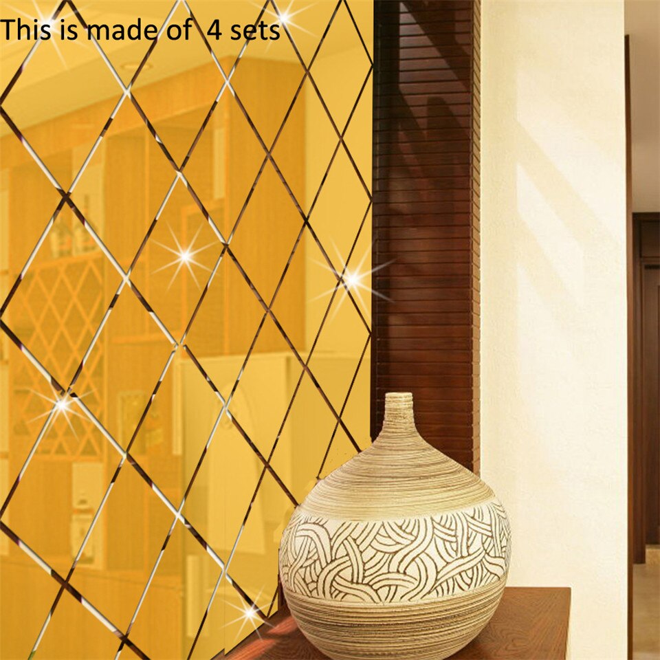 13Pc/Set Rhombus Mirror Wall Sticker For Living Room Bedroom TV Background Wall Mirror Decoration Decal DIY Home Decor Wallpaper