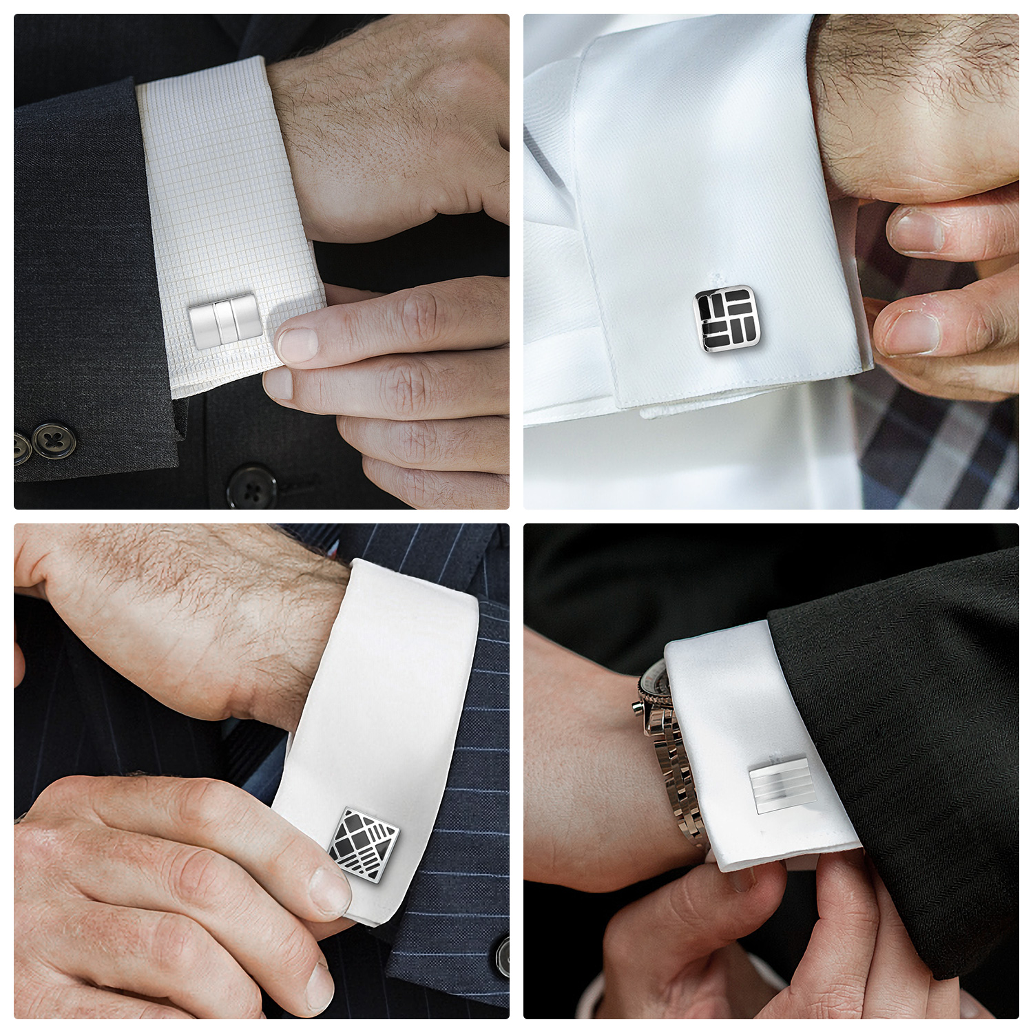 Juego de 4 pares de gemelos para hombre, recuerdos de boda, para padrinos de boda, camisa para hombre, gemelos con caja, joyería de lujo, pinzas para corbata