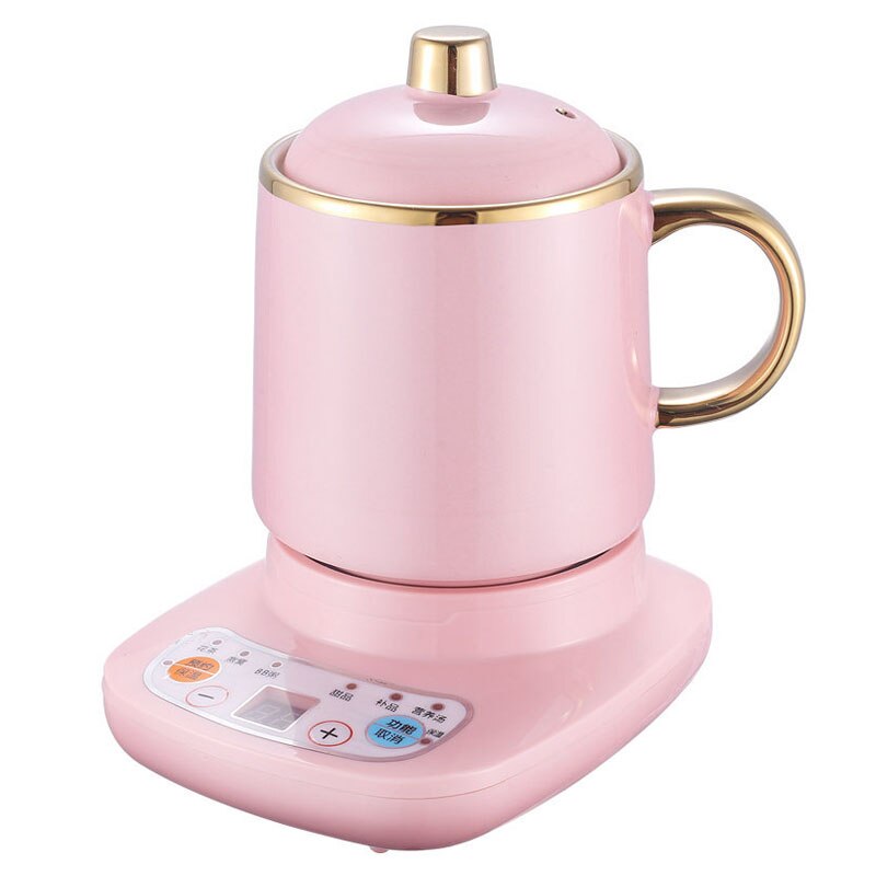 220V Cup Warmer Multi-function Health Pot Timing Ceramic Electric Cup Heater Mug Warmer Tea Cup With Plate: pink-0.5L