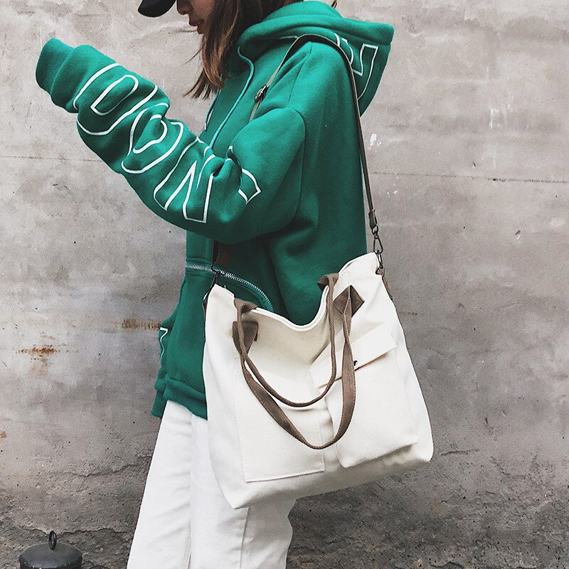Ins canvas tas dames schoudertas zuid-korea wild chic schoudertas harajuku japanse ulzzang studenten laptoptas