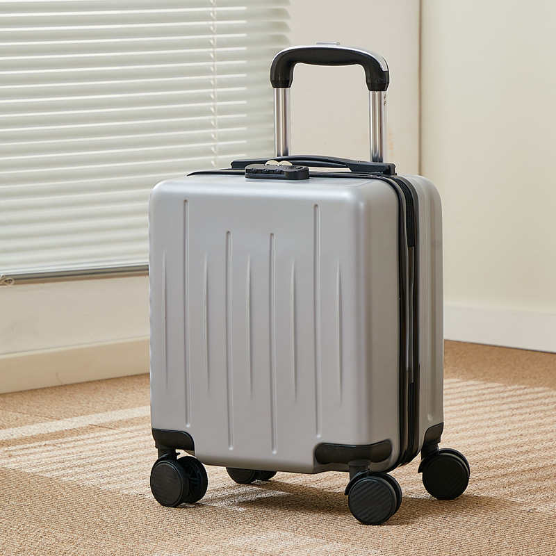 Valise de voyage unisexe à roulettes PC, 14 pouces, , à la , ABS, mini valise d'embarquement, petite main, Lu: Argent