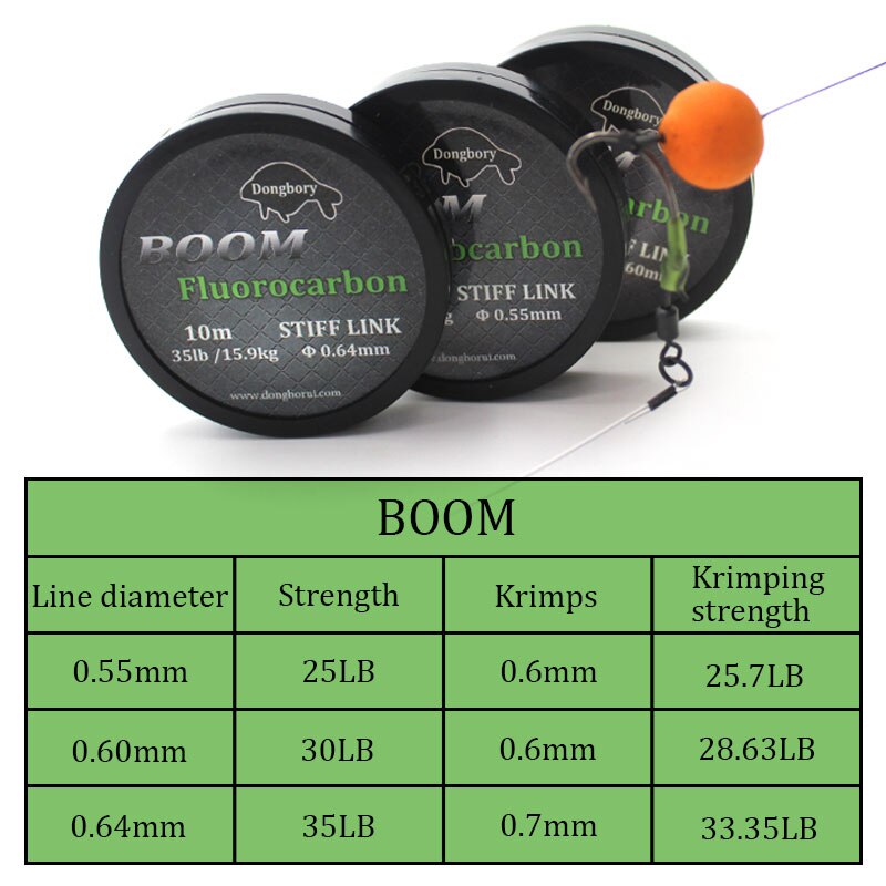 Karpe fiskeri kroglink bom fluorocarbon stiv link karpe linje metode feeder fiskeri karpe grov fiskeredskab