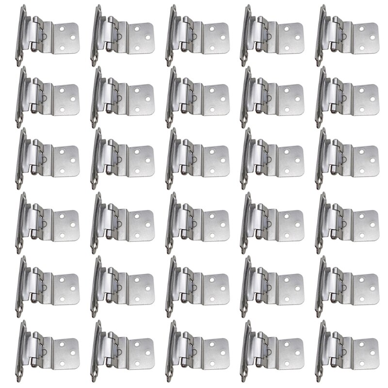 30Pcs Kitchen Cabinet Door Hinges Face Frame Matte Black Self Closing Furniture Cupboard Hinges Hardware: Silver
