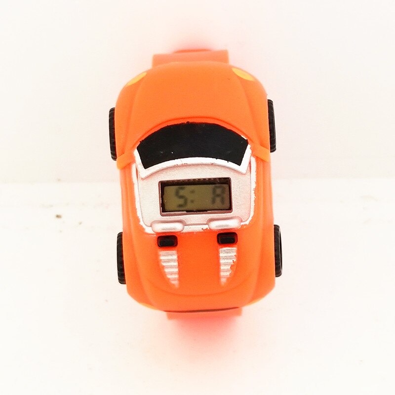 Reloj con pantalla LED para niños, juguete desmontable de coche de dibujos animados, pulsera Digital de de Navidad para niños y niñas: Naranja