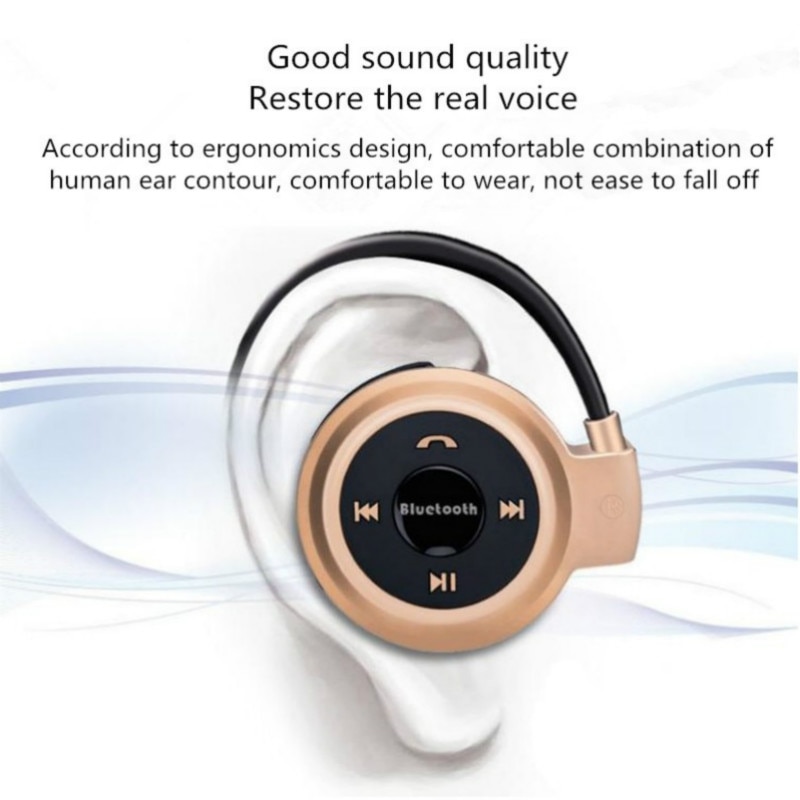 Mini auriculares Bluetooth 503 manos libres con reproductor MP3, Auriculares deportivos estéreo inalámbricos con soporte para tarjeta TF y Diadema FM