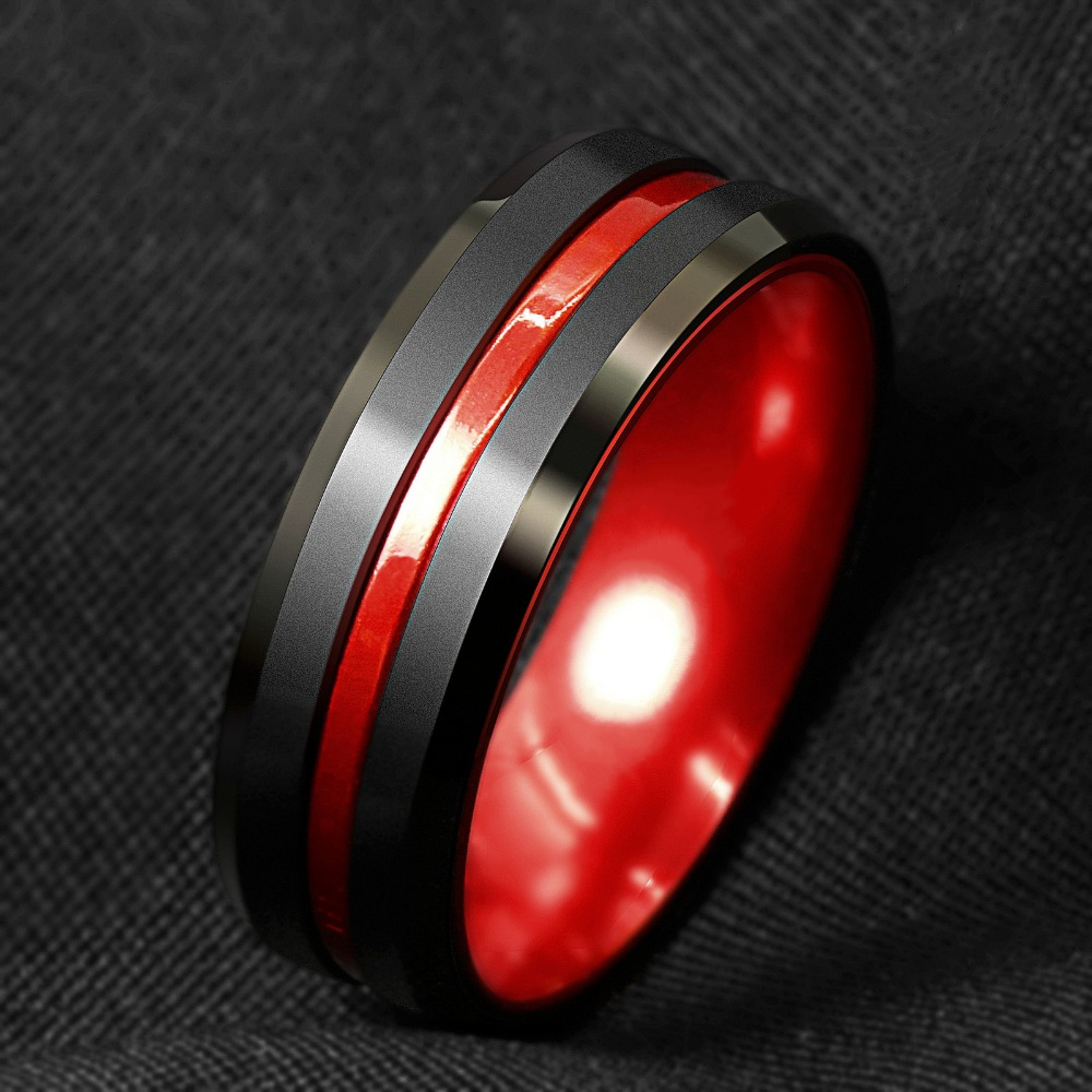 Klassische Charme Edelstahl Männer Ring Einfache Schwarz verrotten Streifen 8mm Ring modisch Männer Schmuck für Männlichen Valentinstag der Schild: 8