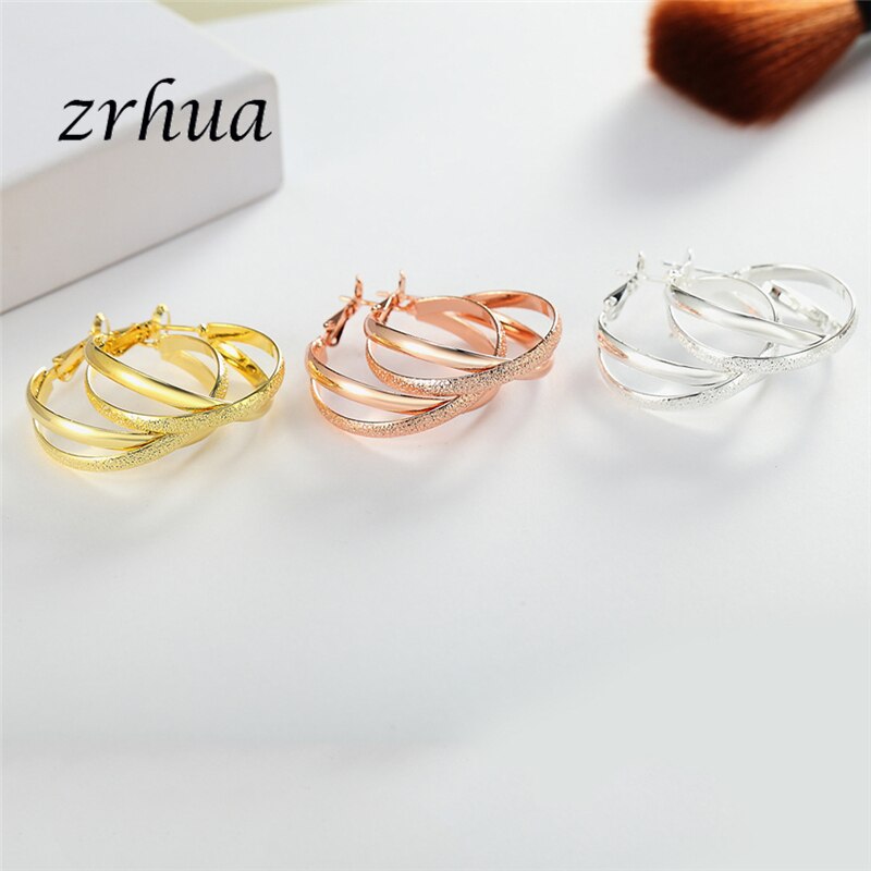Zrhua klassieke vrouwen houden van hoepeloorbellen voor verloving 925 sterling zilveren sieraden ronde geslepen aaa zirkoon brinco bijo