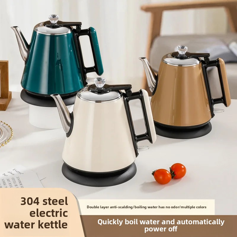 Rostfri vattenkokare med stor kapacitet och lång pip, automatisk avstängning för hemmabruk
