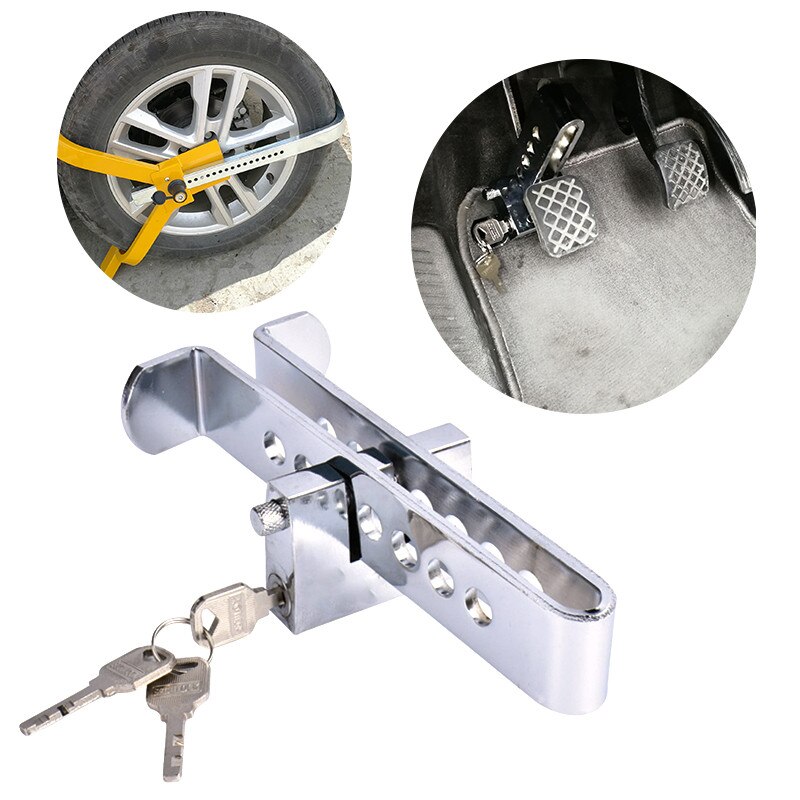 Car Lock Auto Universal 8 Holes Brake Pedal Lock Security Steel Anti-Theft Tool Throttle Accelerator Pedal Lock Car Clutch Lock