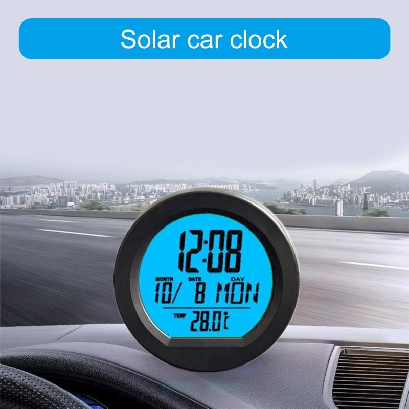 C63D Automotive Dashboard Mount Adhesive Round Clock Digital Clock