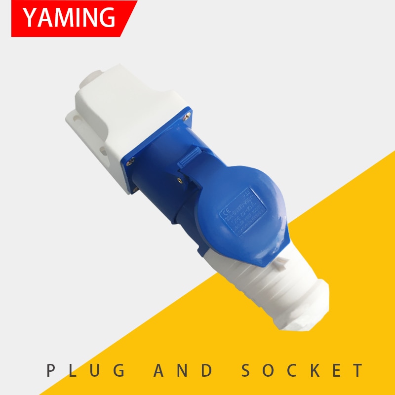 Industrial Plug And Socket 3 Pins 32A Surface Mounting Male And Female Set Blue Electric Appliance