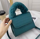 Unieke Tas Winter Vierkante Bag Pluche Handtas & Elegante Schoudertas Messenger Bag Breedte 20Cm Hoogte 16cm: Blauw