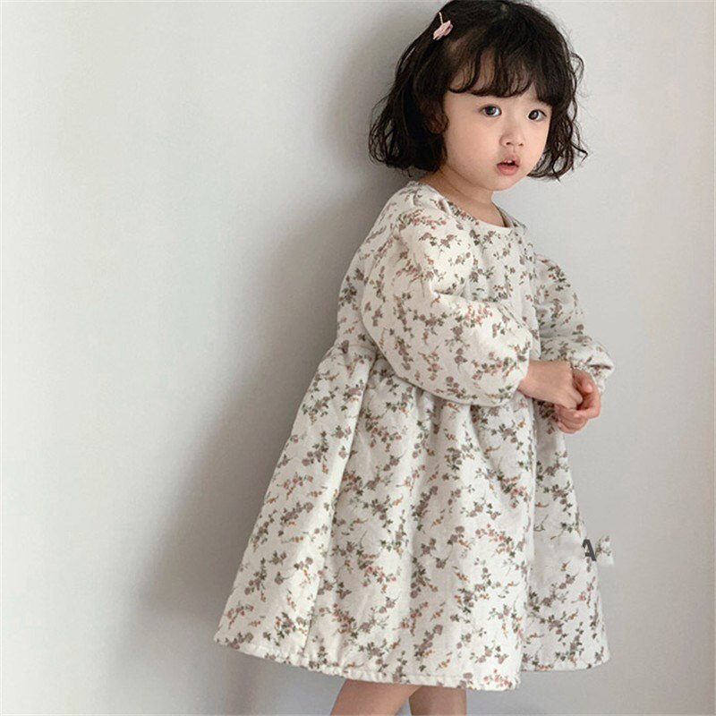 Herfst Koreaanse Baby Meisjes Kleding Bloemenprint Little Sisiter Bodysuits Grote Zus Jurk Katoenen Meisjes Jurk Retro Baby Bodysuit