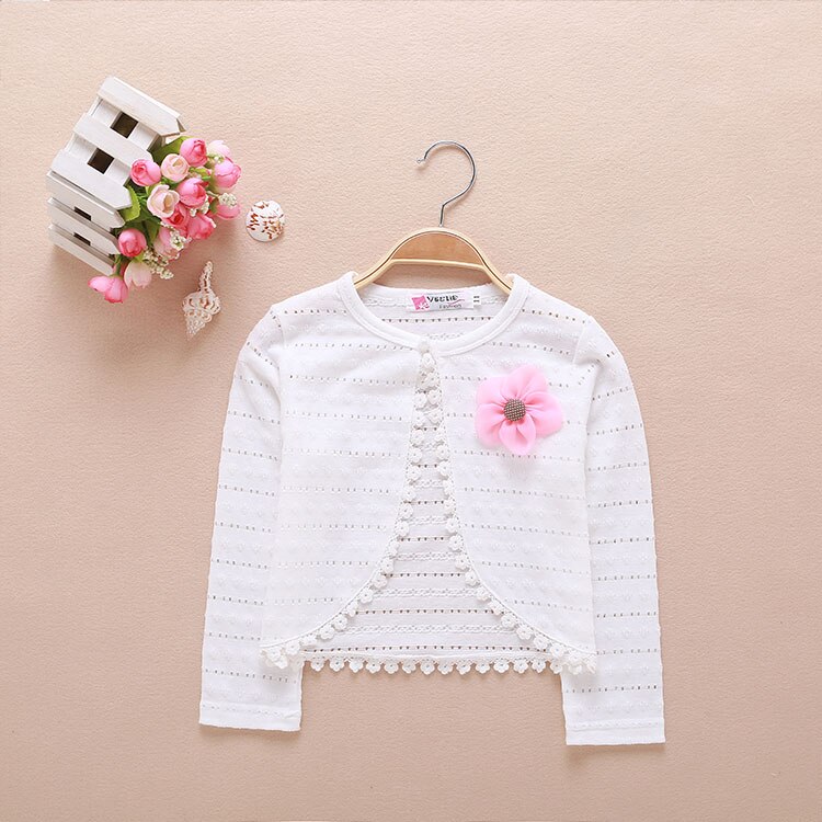 Baby Meisjes Vest Trui Bovenkleding 100% Katoen Wit Baby Meisje Jas Voor 1 Jaar Oude Baby Meisjes Kleding AKC165009