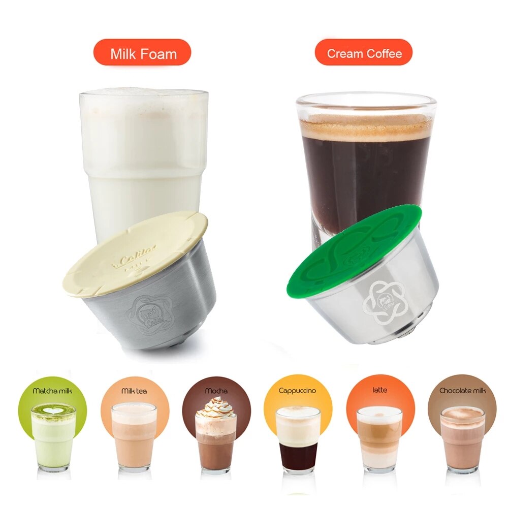 Icafilas påfyllbar adapter dolce velbehag kaffekapsel melkekapsel tømret kaffekapsel i rustfritt stål til geino-maskin