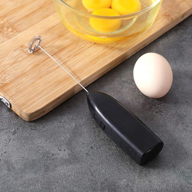 Mini Stainless Steel Electric Milk Frother Handheld Foamer Coffee Maker Egg Beater Chocolate Stirrer Portable Whisk Mixer Tool: Black