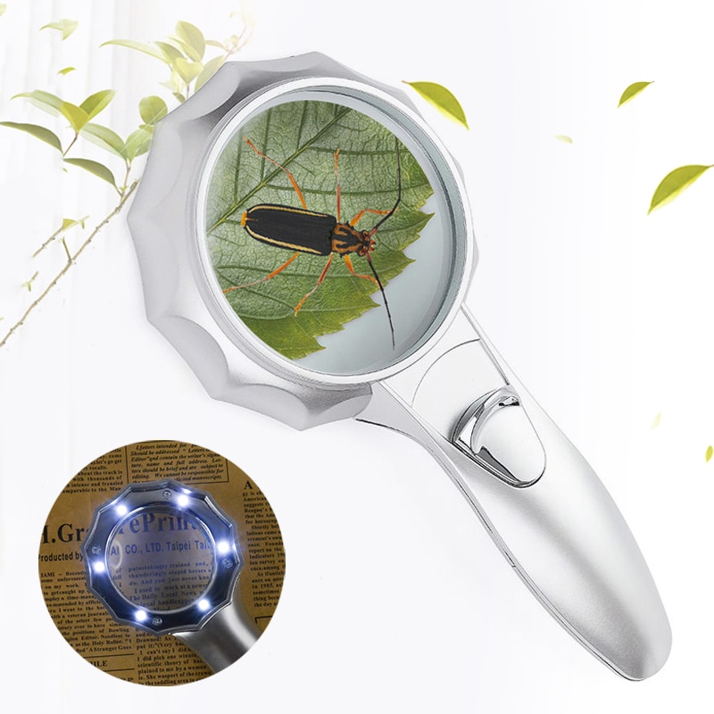 Magnifying Glass with Led Lights High Magnification Jewelry Magnifier Handheld 7 Times LED Light Optical Old Reading