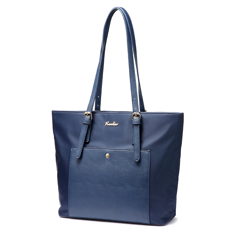 Más real de las mujeres, bolso grande bolso Oxford bolso de hombro femenino para las mujeres con bolsillos mujeres carteras Negro Azul: blue