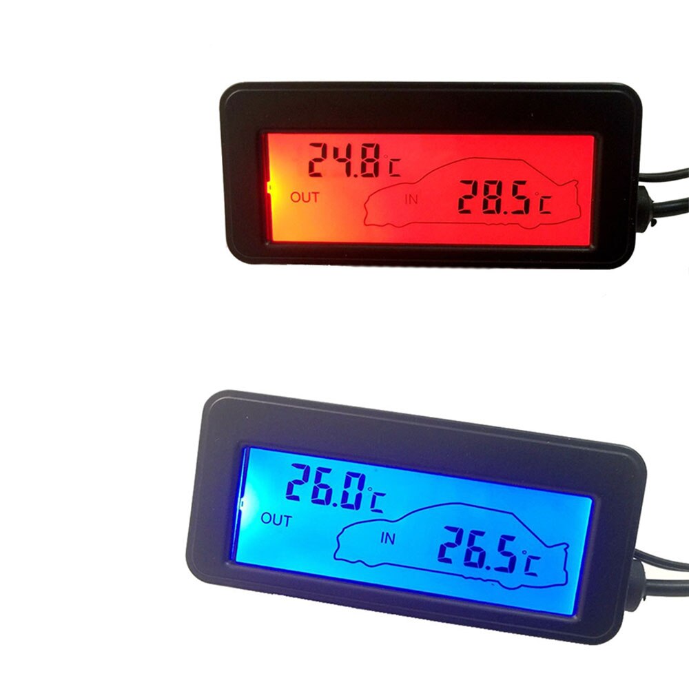 LCD auto binnen en buiten thermometer Auto thermometer 12v digitale backlight mini thermometer mini