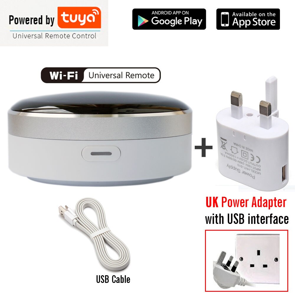 Smart Life Home Automation Universal Remote Controller WIFI+IR Control Air Condition TV Work with Google Assistant Alexa Siri: Plus UK adapter