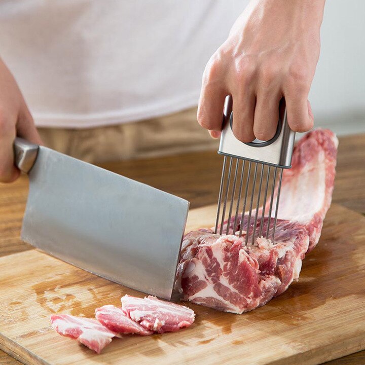 Lökhållare skivare grönsaksverktyg tomatskärare kött hamstringsgaffel rostfritt stål