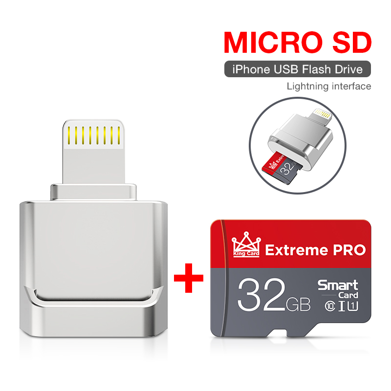 8-256Gb Mini Lightning Micro Sd Kaartlezer Voor Iphone 6 7 8 Plus Tf Kaartlezer Geheugen stick Voor Ipad Ipod