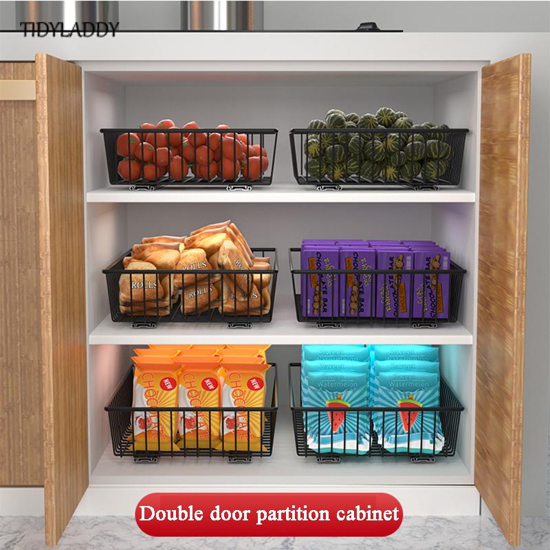 Diy Zwarte Kast Mand Track Slide Rack Keuken Organizer Opslag Plank Lade Transformatie Rvs Mand