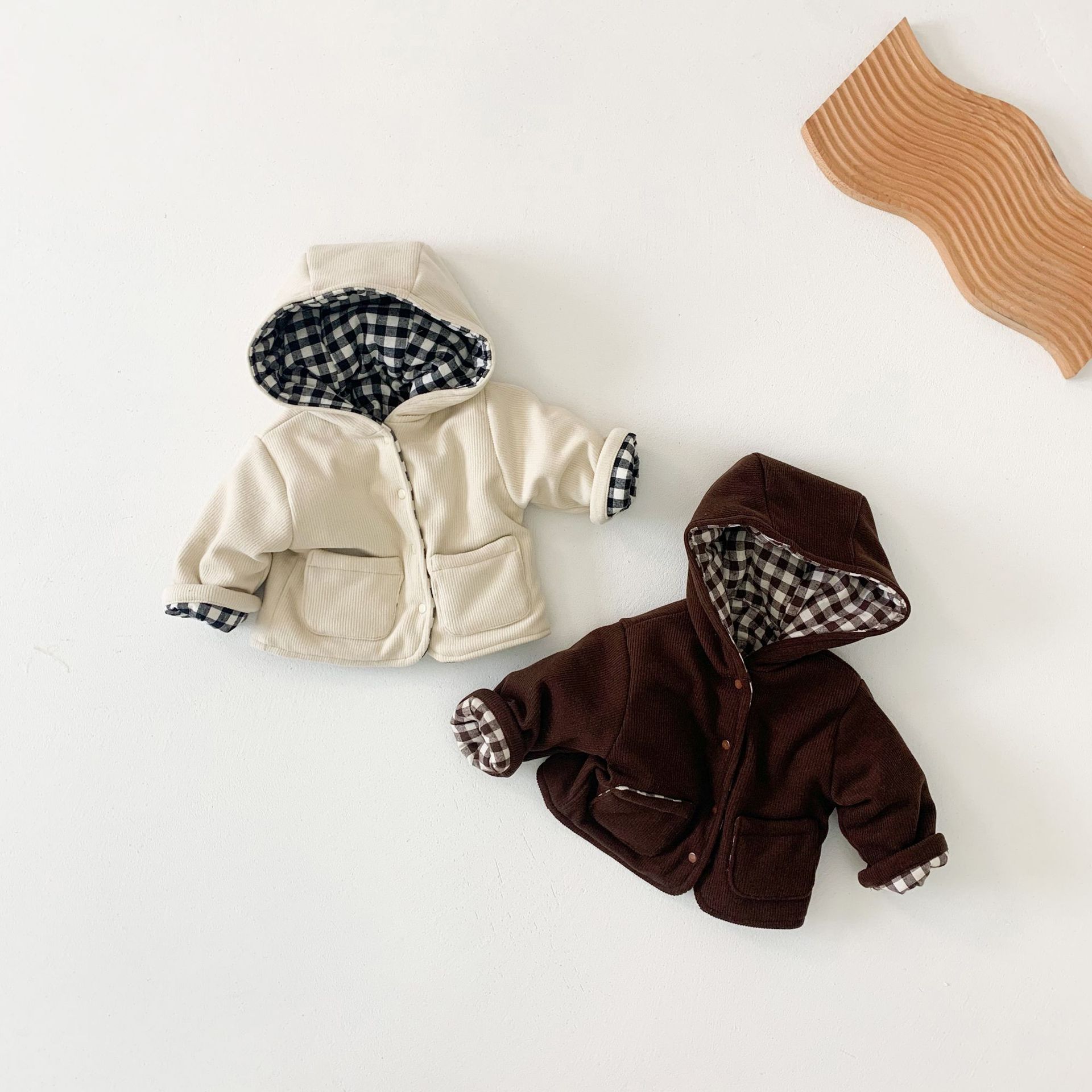 Winter Verdikte Kinderen Katoenen Jas Koreaanse Versie Plaid Baby Gewatteerde Jas Warm Jongens Meisjes Outerwears Hooded Doek