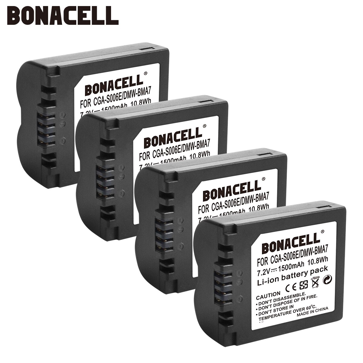 Bonacell 1500mAh CGA-S006 CGR CGA S006E S006A S006 DMW-BMA7 Camera Battery for Panasonic DMC FZ7 FZ8 FZ18 FZ28 FZ50 FZ30 L50