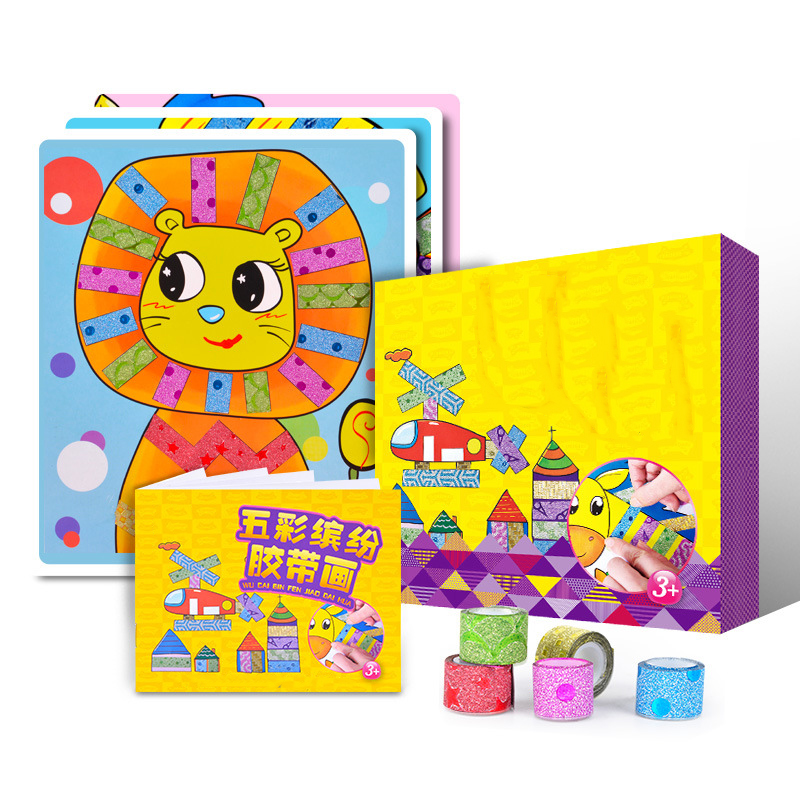 10 Stks/doos Kinderen Kleur Tapes Handgemaakte Speelgoed Kids Creatieve Tapes Sticker Speelgoed Met Cartoon Dieren Tekening Craft Kit