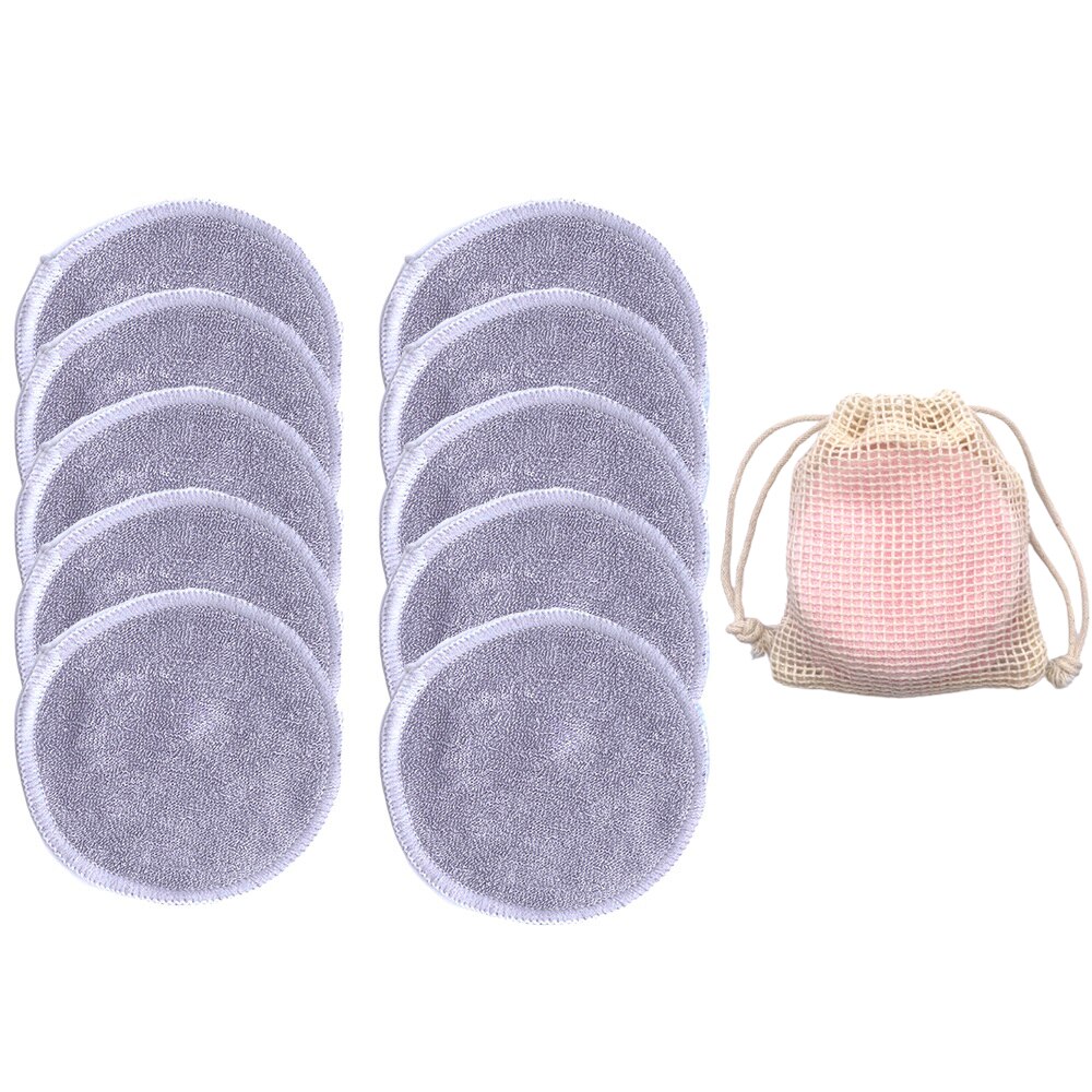 Eco Herbruikbare Bamboe Makeup Remover Pads 10 Stks/zak Wasbare Rondes Gezichtsreiniging Katoen Make Up Verwijderen Pads Tool: 10PCS Gray Color