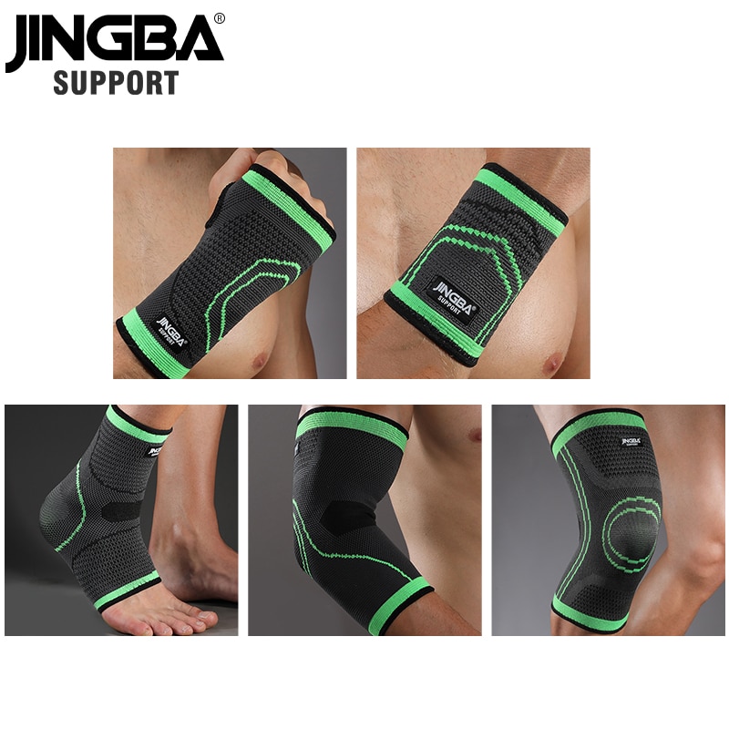 JINGBA SUPPORT Sports protective gear 1PCS Nylon basketball knee protector +wristband Support+ankle support+Elbow pads+hand guar