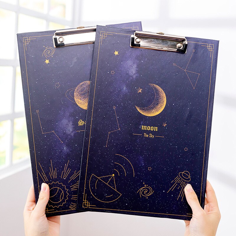A4 Clipboard File Board Dream Starry Star Sky Clip Paper Clip Student Pad Board Word Folder