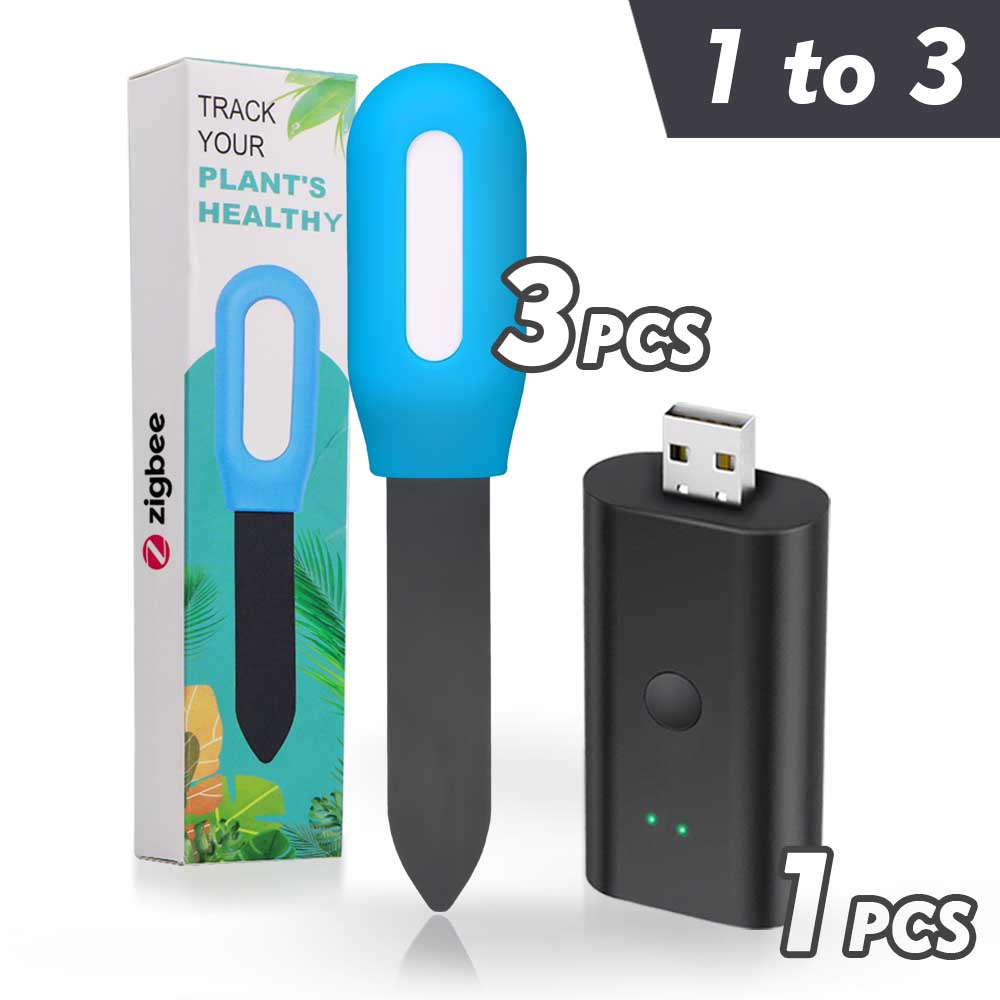 Zigbee Soil Sensor with Gateway Kit Real-Time Soil Moisture & Air Temperature Monitor for Greenhouse Garden Lawns Plants Tester