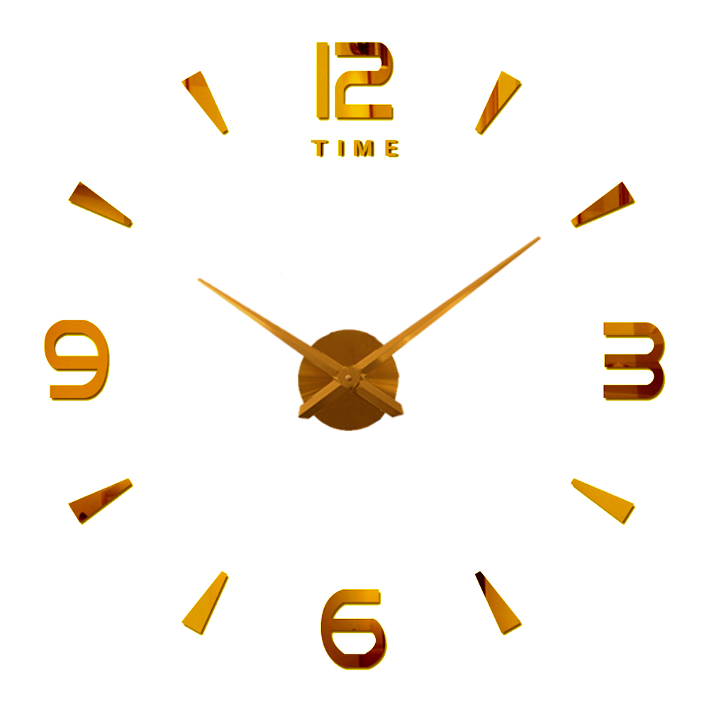 Moda DIY 3D zegar ścienny na projekt salonu lustro akrylowe zegary europa naklejki duże dekoracyjne zegarek kwarcowy zegar ścienny: złoto