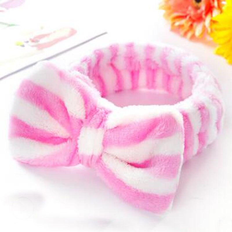 Kerst haarbanden gestreepte strik hoofdband vrouwen tulband gezichtsreiniger yoga gezichtshanddoek bad haarband make-up spa salon accessoire: D