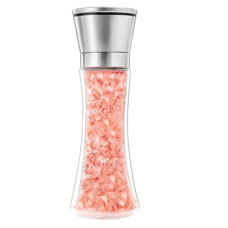 Roestvrij Staal/Glas Handleiding Rotatie Peper Molen Multifunctionele Kruidkruik Zout En Peper Shakers Keuken Kruiden Gereedschap: high-1Pcs