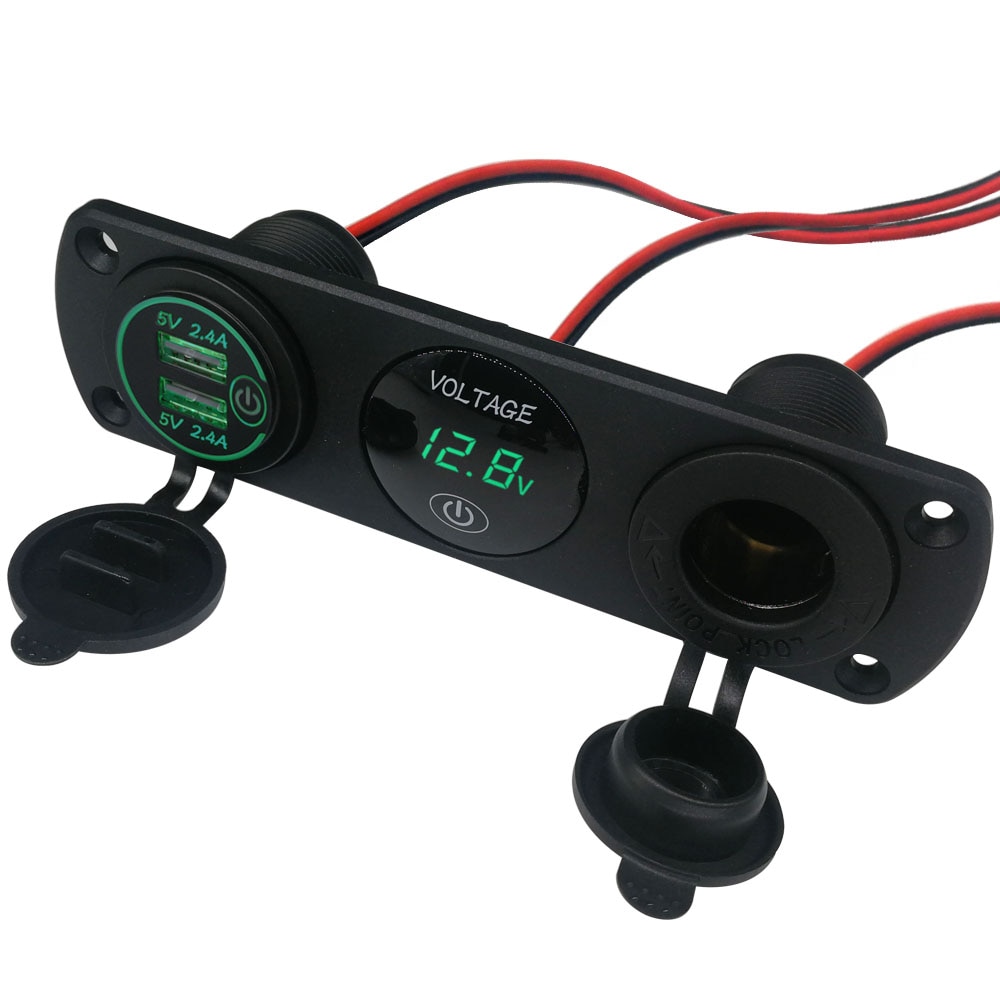 Waterdichte 2.4A Dual USB Charger Socket 24W Voltage Display Monitor Sigarettenaansteker Poort voor 12 V-24 V auto Motor Marine ATV