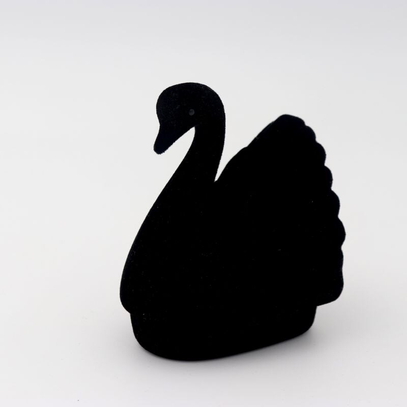 9 Panda, oso, estrella, pez, Cisne, Tortuga, caja de joyería, anillo, pendientes, collar, baratija, almacenamiento, soporte de exhibición,: Black swan