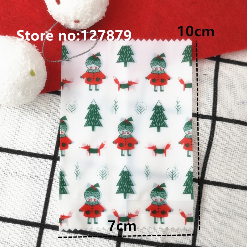 50 stuks Kerst Xmas Elanden Dessert Tassen Heat sealing Plastic Koekjes Bakken tassen Cake Biscuit Candy Plastic Verpakking Zakken